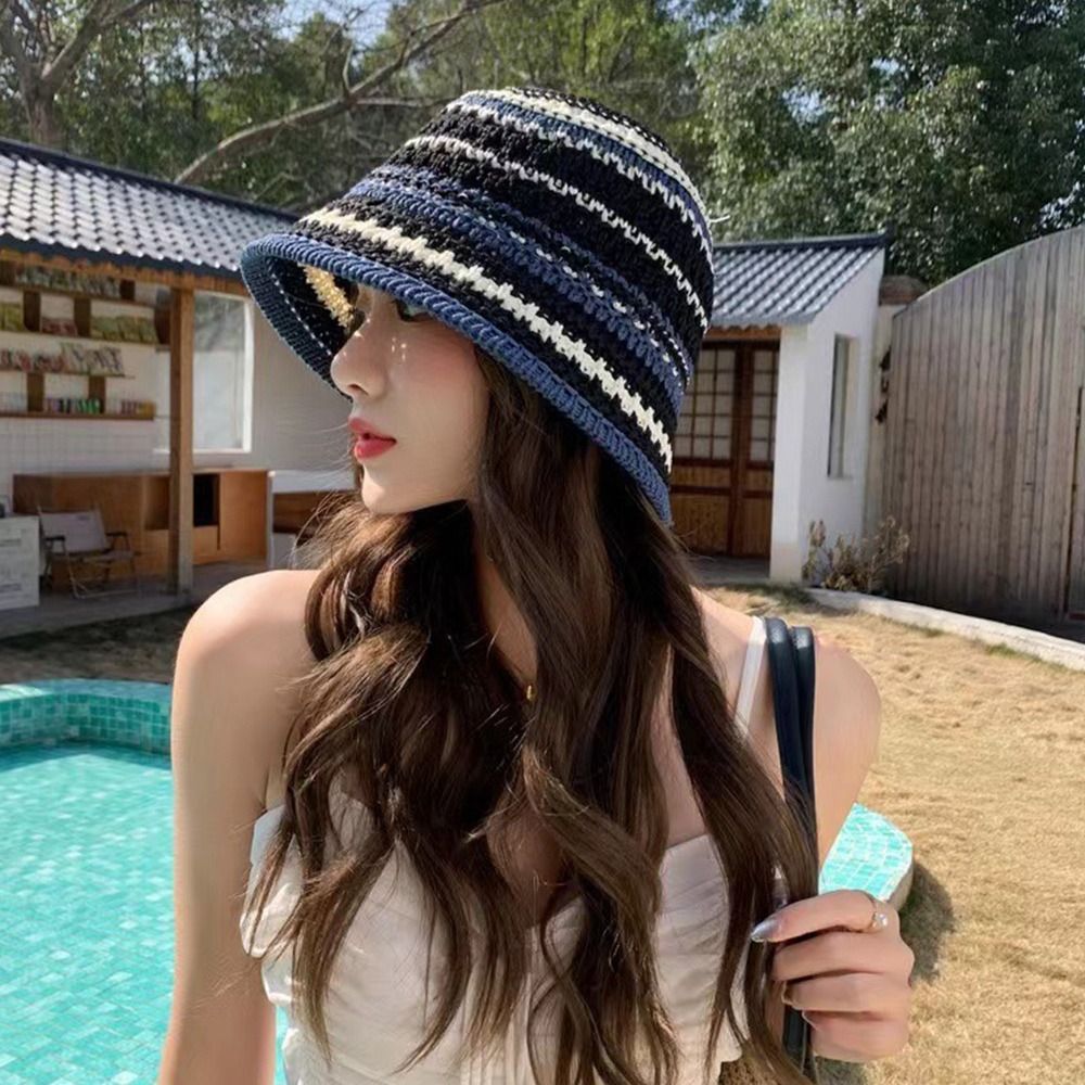 Chapeau Bob en Crochet Rayé Tr - Bucket Hat Straw avis et prix